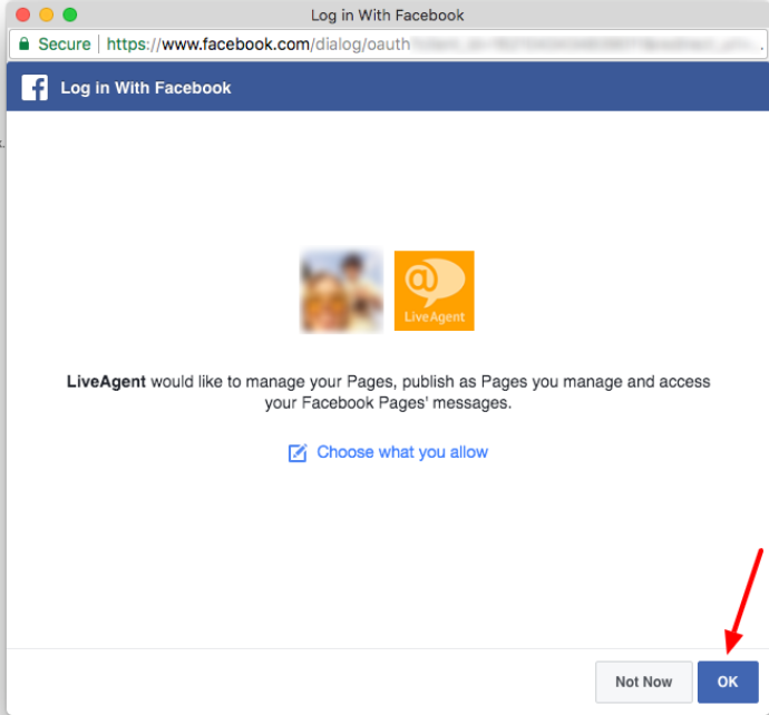 LiveAgentile loa andmine teie Facebooki lehe haldamiseks