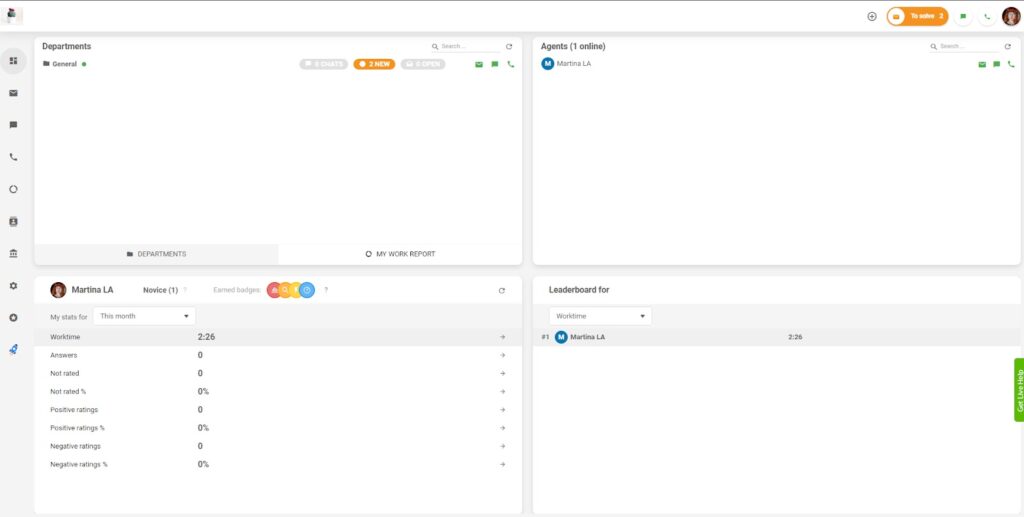 LiveAgenti juhtpaneel